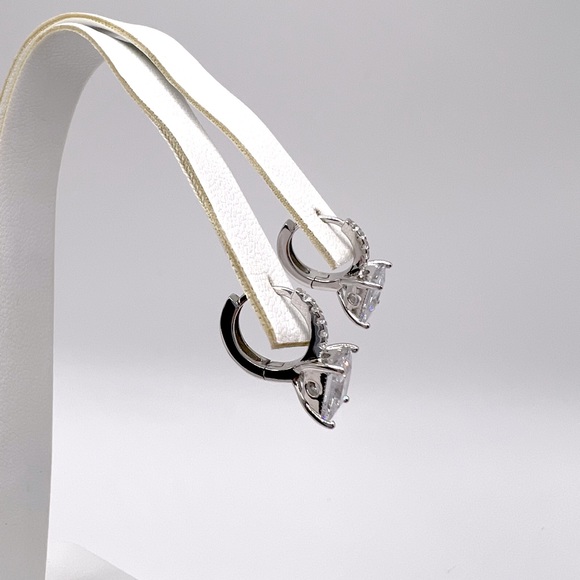 Sterling Silver Cz Huggie Earrings - Picture 10 of 17